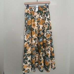 Abercrombie & Fitch Lined Floral Print Women's Maxi Skirt Elastic Waist Pockets